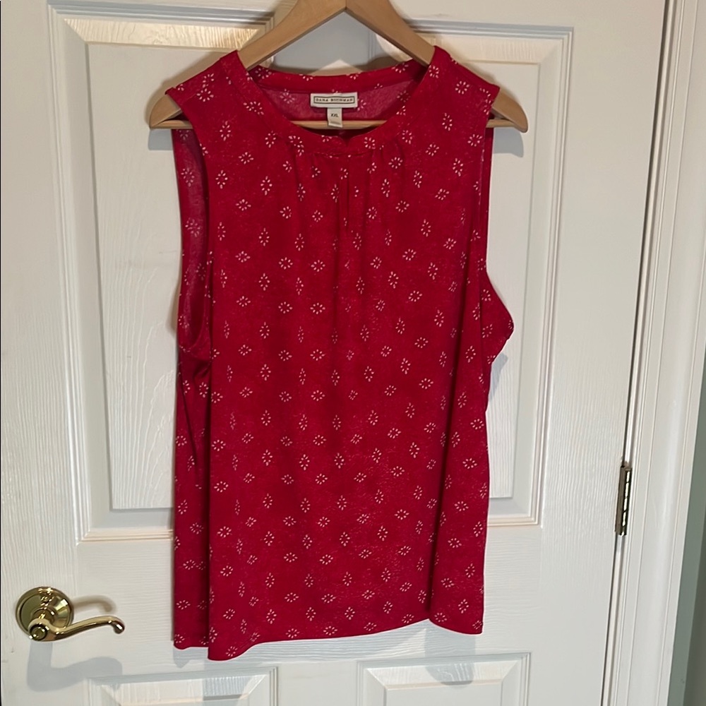 Dana Buchman Red Blouse with Geometric Print